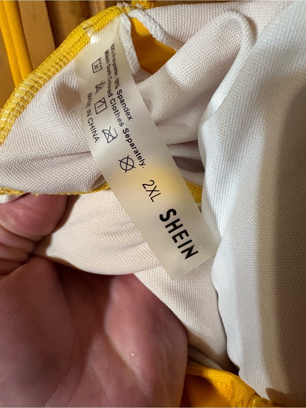 SHEIN Bright Yellow Lace-Up One-Piece Swim Dress - Picture 3 of 4